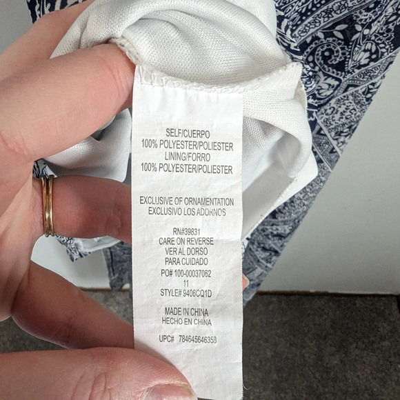 SOLD! Sequin Hearts Blue Paisley Dress / Romper Size 11 Medium - Picture 6 of 7